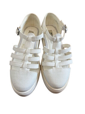 Matt & Nat White Textured Strappy Platform Sandals